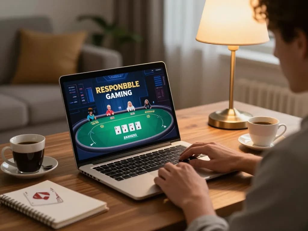 A player enjoys poker at home using 888top's online platform, emphasizing strategic gameplay.