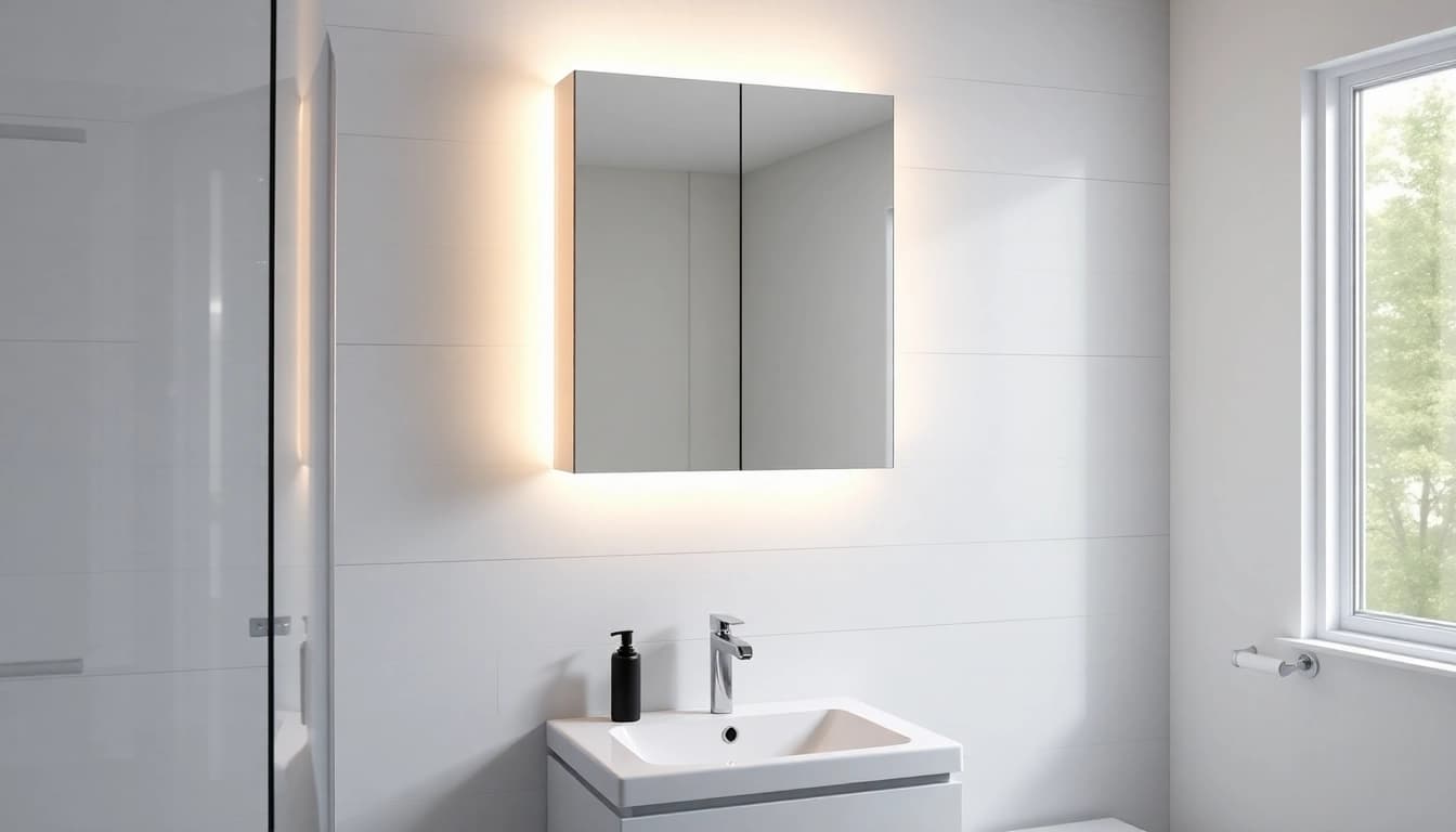 Transform your space with a stylish bathroom cabinet with mirror and light showcasing modern design.