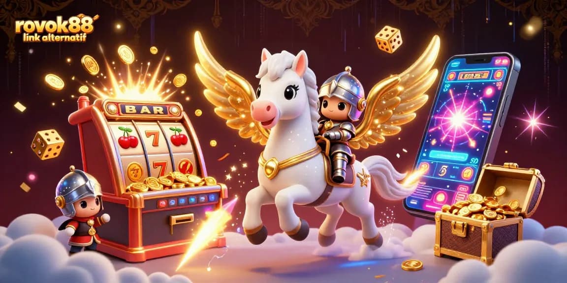 Experience thrilling gameplay with rokok88 link alternatif in this vibrant 3D casino illustration.