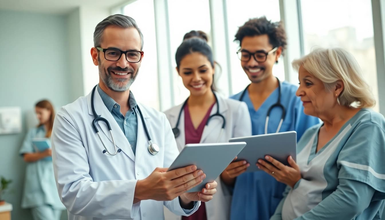 Boost health engagement through teamwork and care in a medical setting.