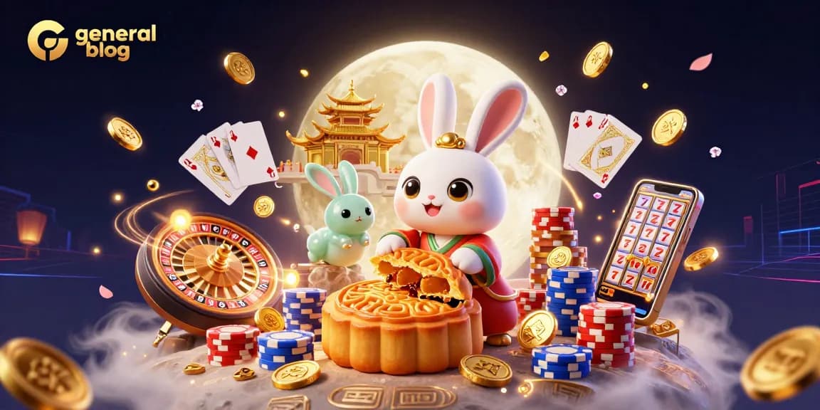 Engaging scene on general blog featuring a moon rabbit with poker chips, coins, and cards.