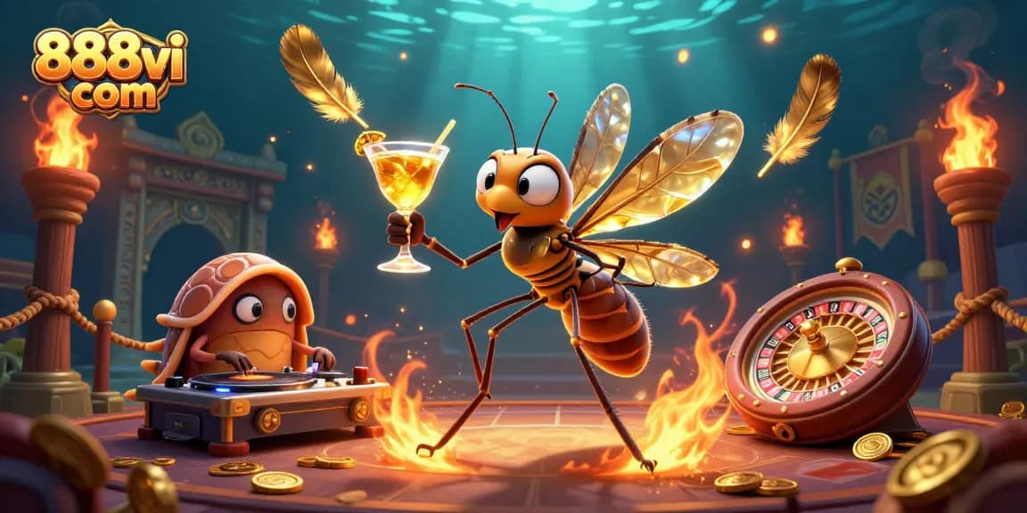 Engage in thrilling games at 888vi com with vibrant casino mascots and dynamic gaming elements.
