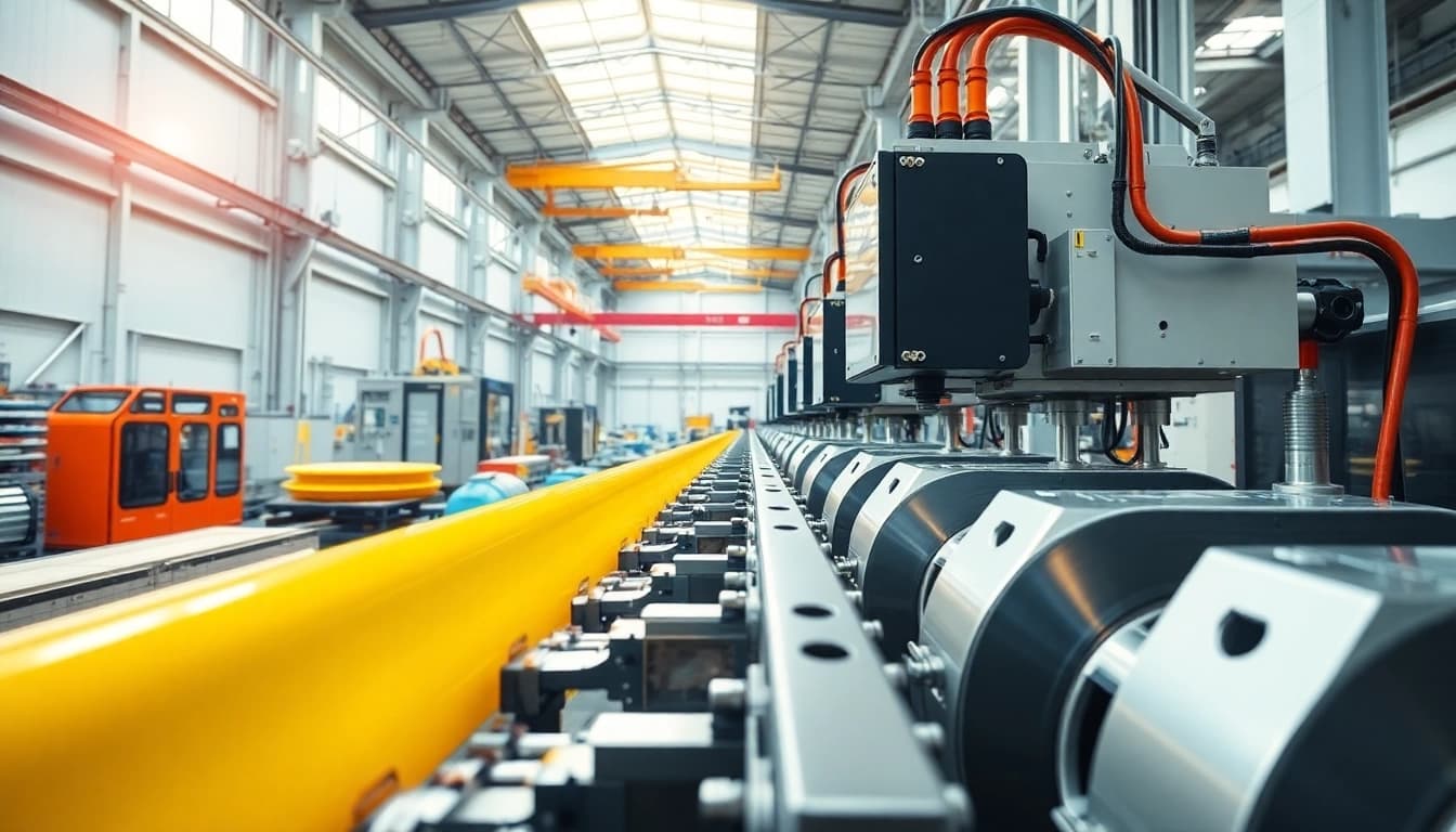 GRP Manufacturer facility illustrating advanced composite production technology and vibrant materials.