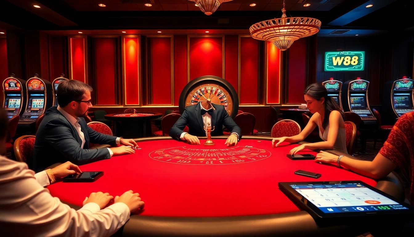 Experience high-stakes poker action at W88's luxurious casino.