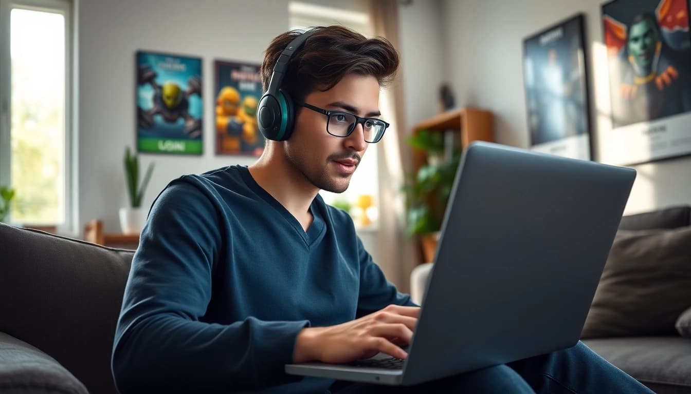 Masuk ke jentoto login dengan fokus di depan laptop modern di lingkungan yang nyaman.