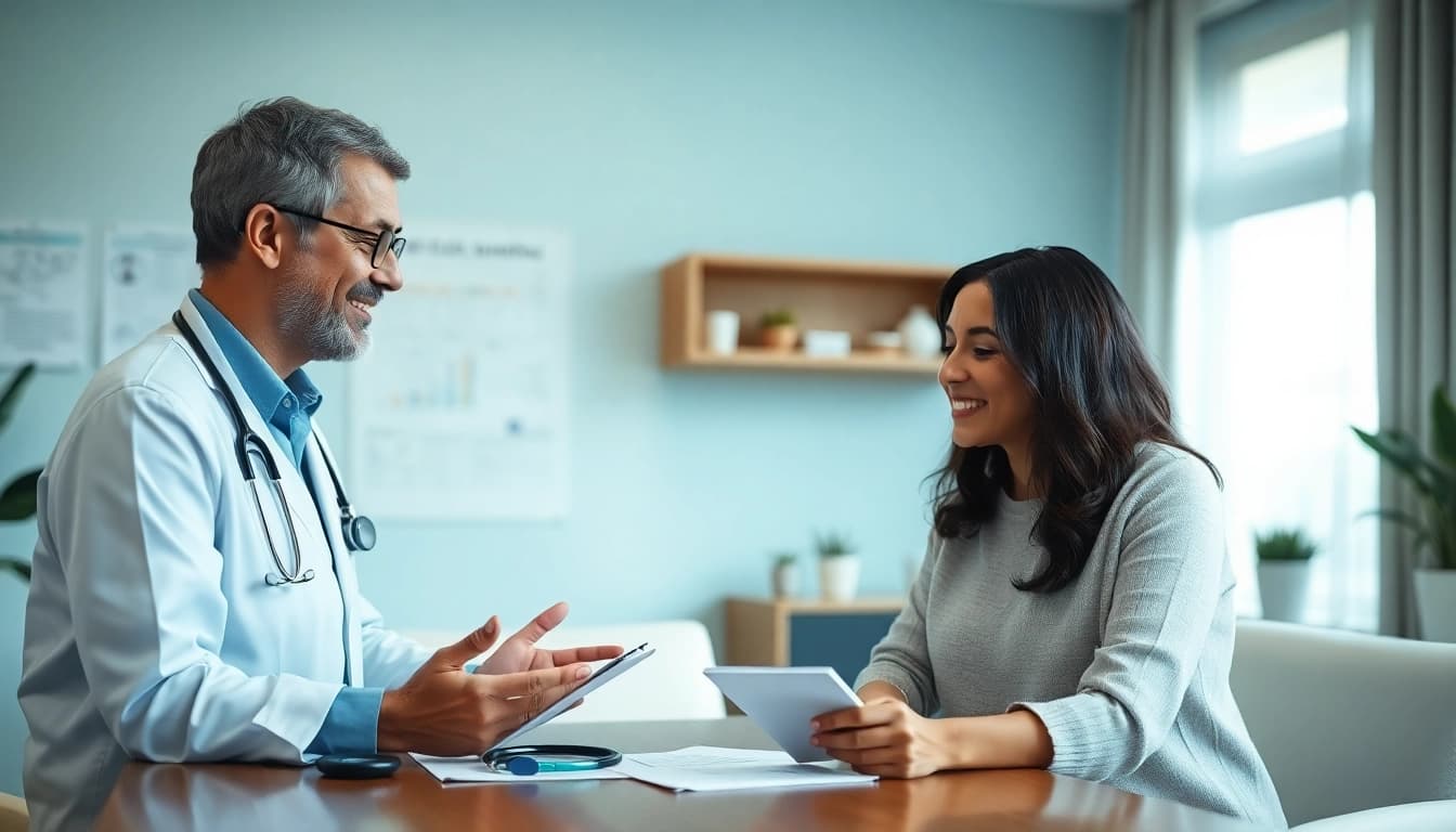 Engaging scene of a healthcare provider guiding a patient through the shadow health focused exam bipolar disorder.