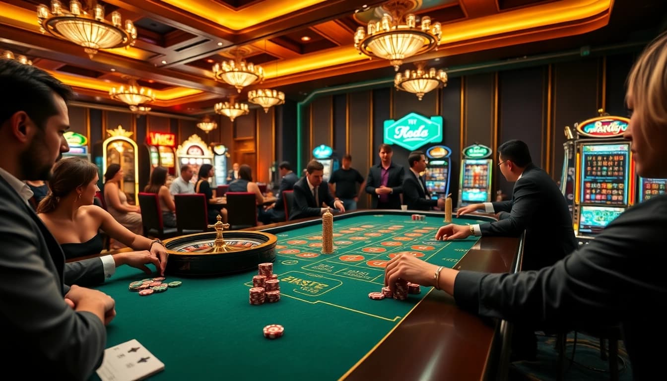 Players at the MK8 casino table engage in high-stakes betting under dynamic lighting.