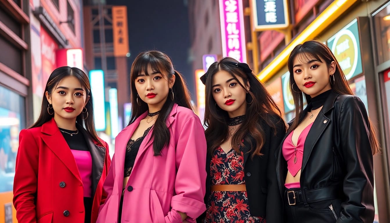 Dynamic display of blackpink members showcasing their unique styles and charisma.