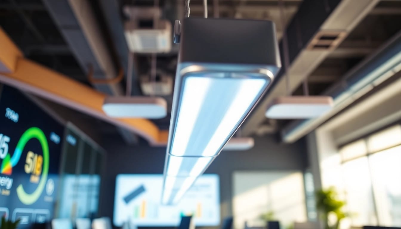 Led tl armatuur verlicht een moderne kantoorruimte met stijl en efficiëntie.