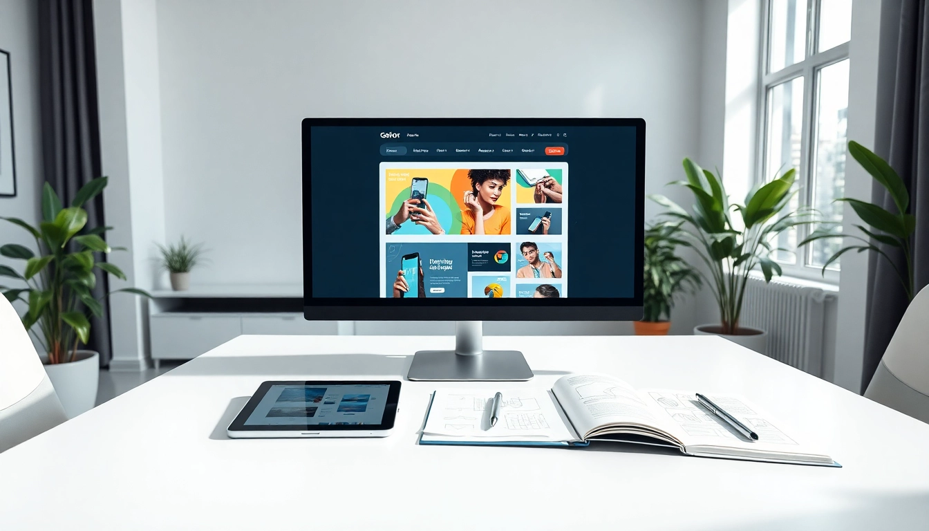 Webdesign Agentur am Designer-Schreibtisch mit modernen Tools und kreativen Konzepten.