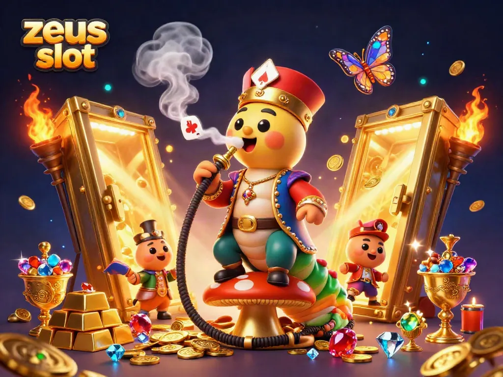 Engage in action with zeus slot games through this vibrant 3D illustration of casino elements.