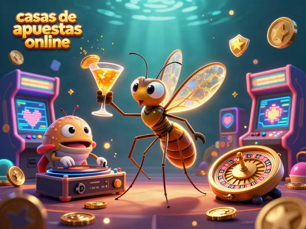 Visualiza casas de apuestas online con un mosquito casino y un trilobite DJ en acción.