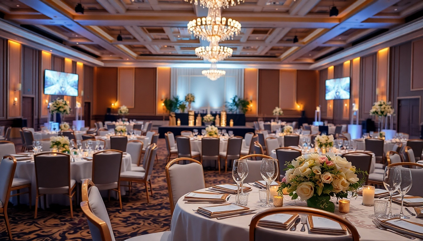 Showcase of elegant Event Furniture Rentals in a stunning banquet hall setup.
