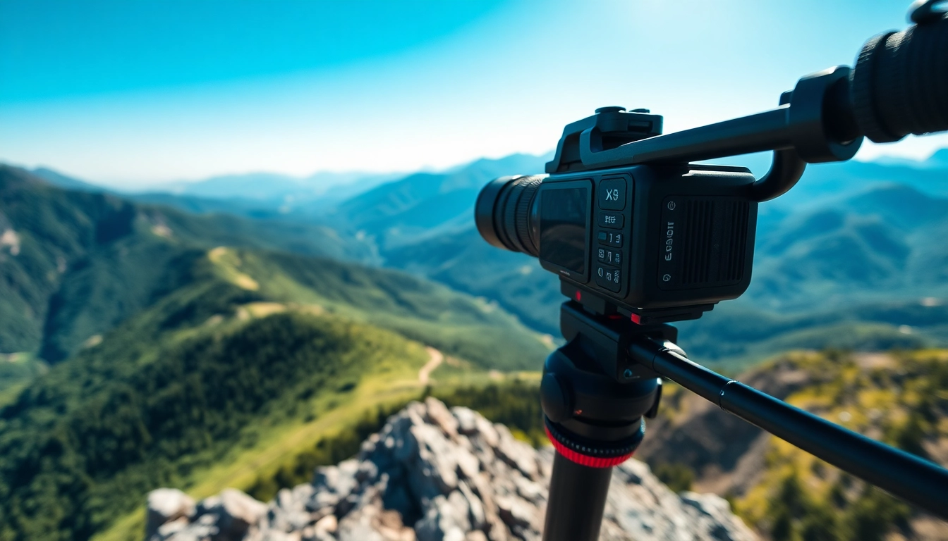 Capturing stunning scenery with Insta360 X5 on a mountain peak.