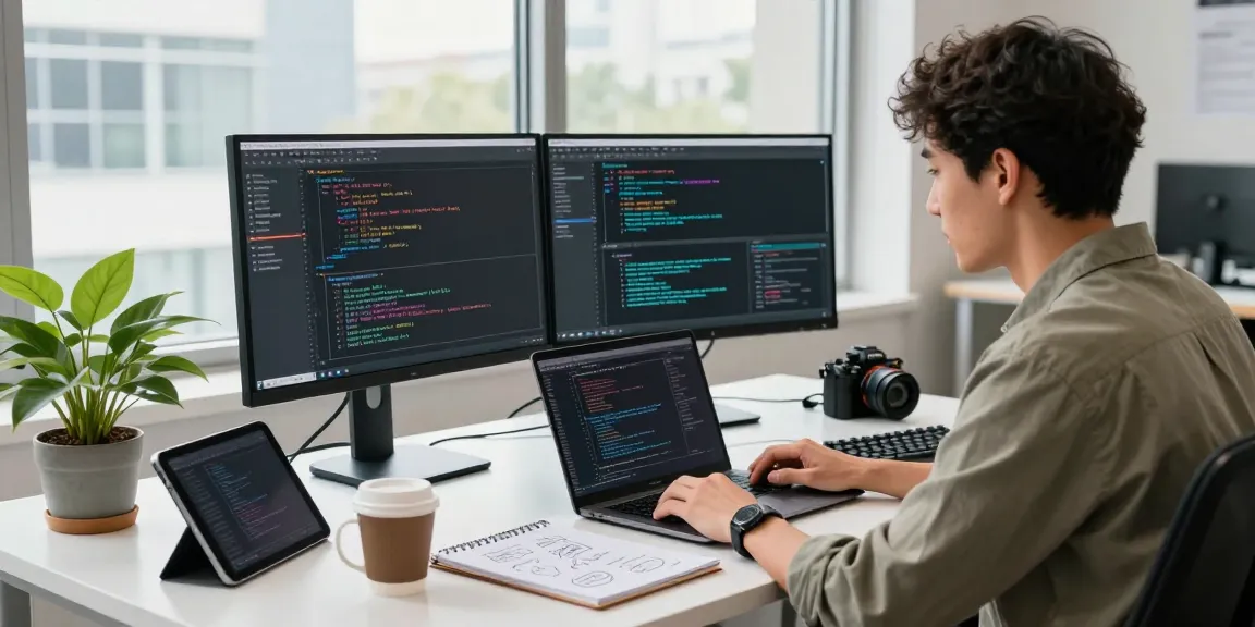 Developer utilizing spicy ai technology in a modern workspace, coding innovative algorithms.
