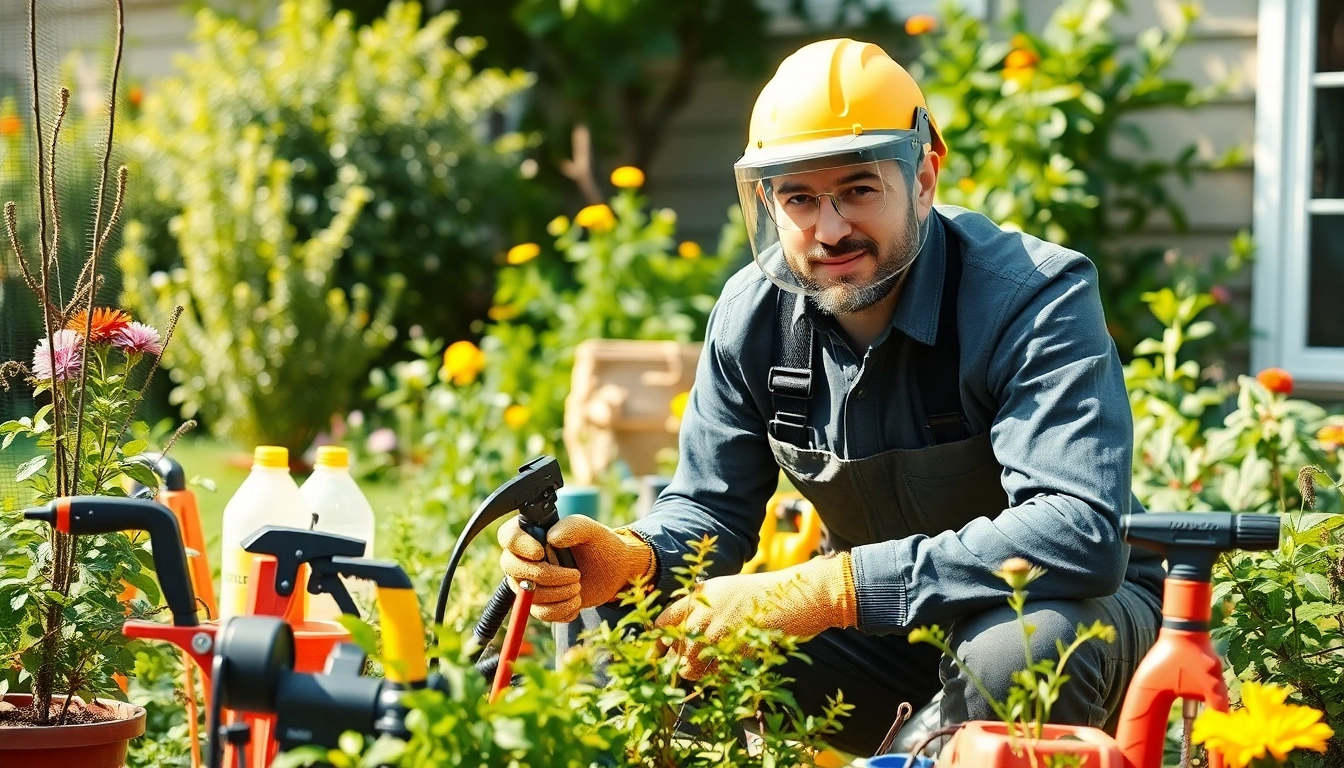 Efficient weekend bug removal performed by a professional in a vibrant garden.