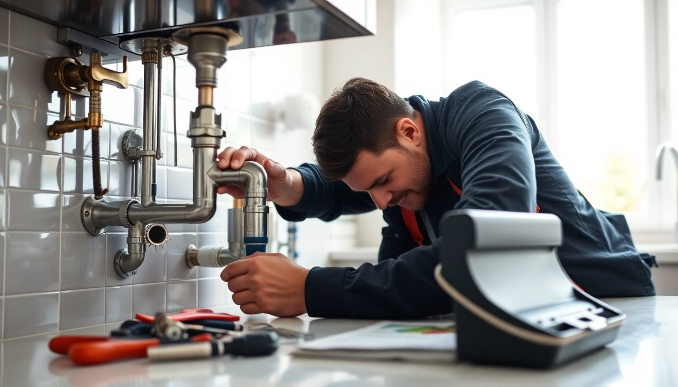 Bristol plumber expertly repairing a kitchen pipe with attention to detail and focus.
