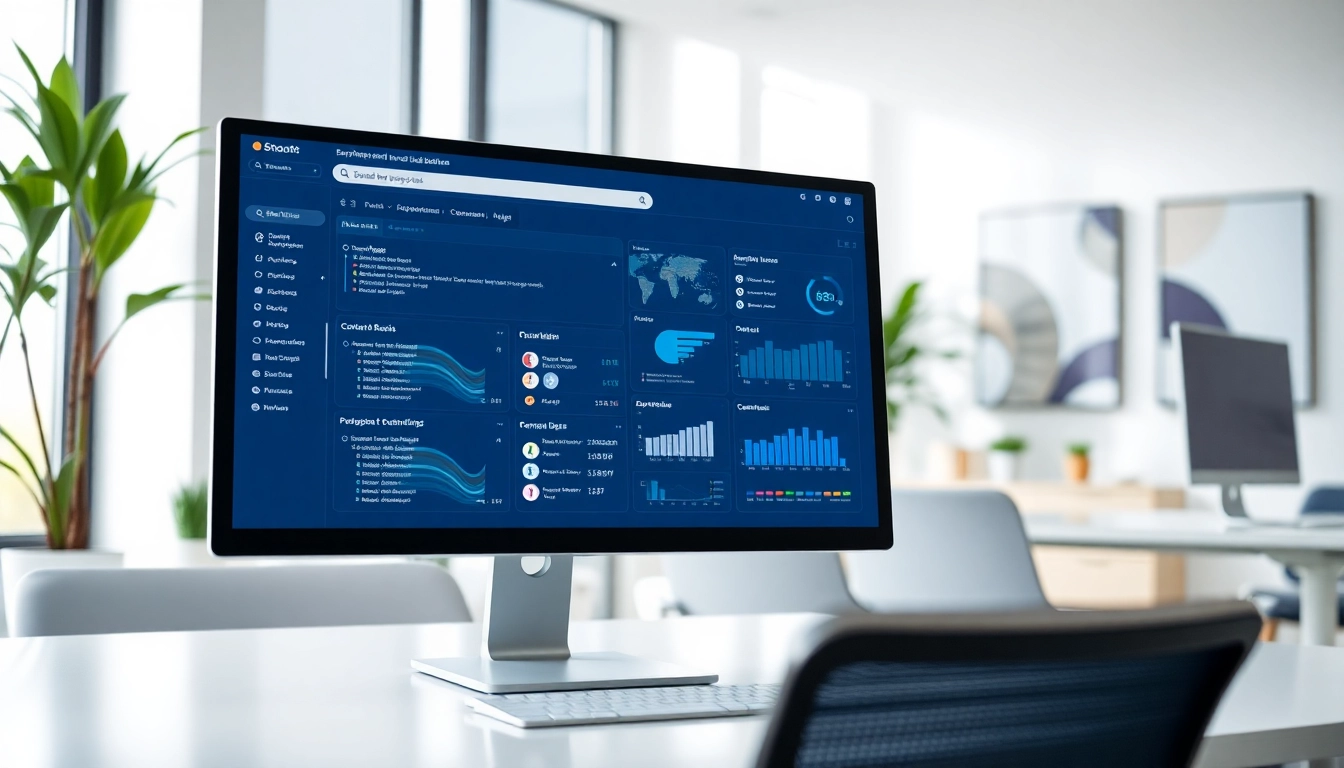 Engage with enterprise search solutions via a modern interface in a professional office setting.