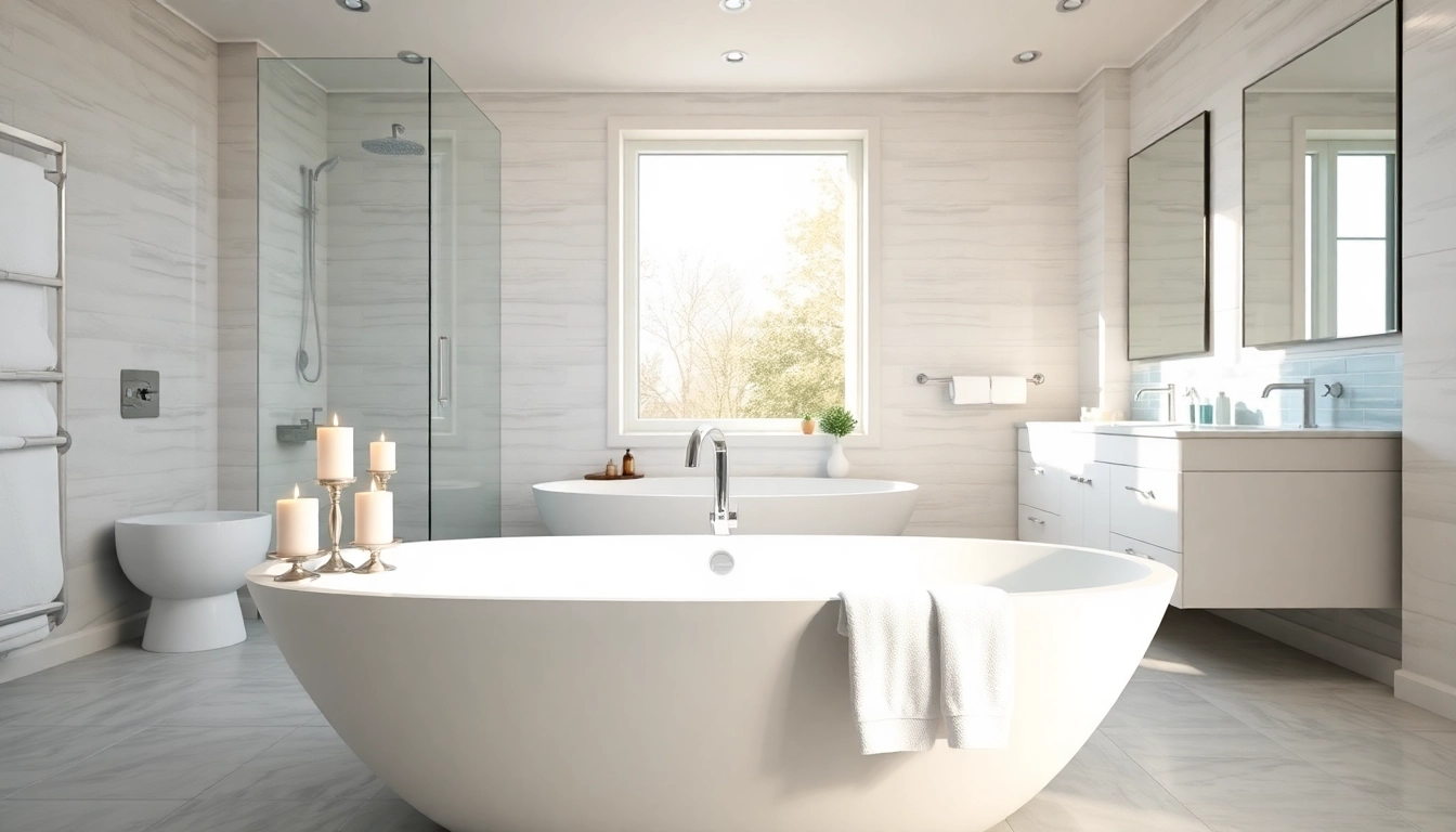 Elevated bath refurbishment showcasing a modern bathtub and elegant fixtures in a serene atmosphere.