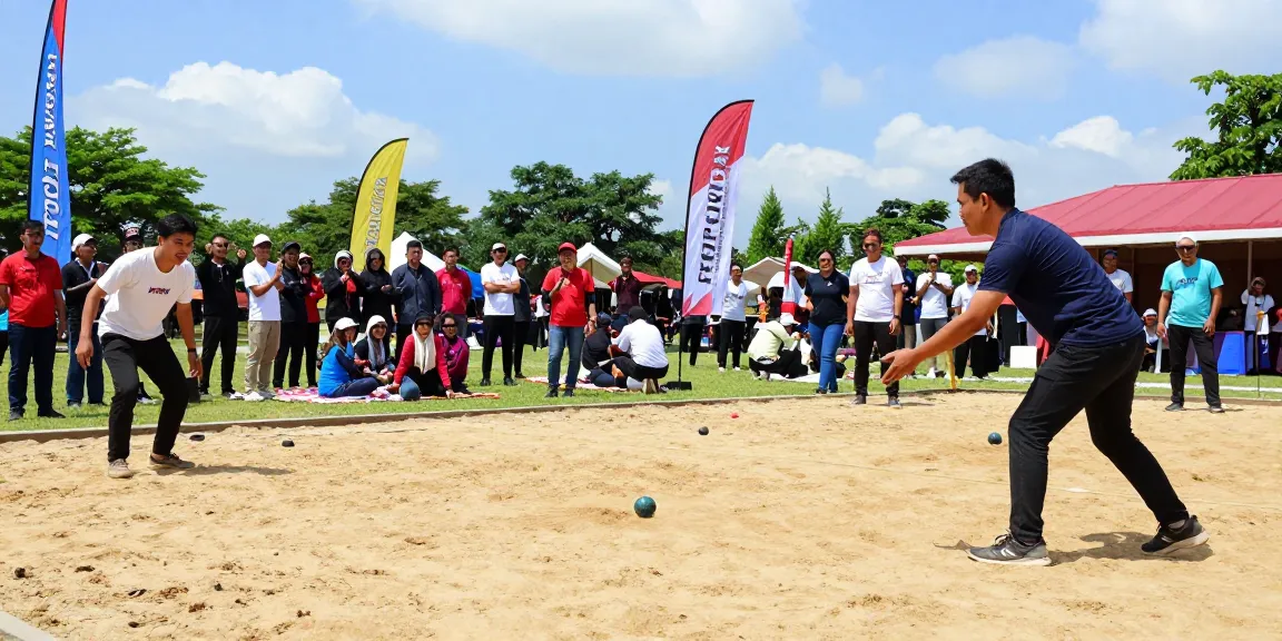 Turnamen petanque di FOPI Kota Pontianak dengan pemain dan penonton antusias.