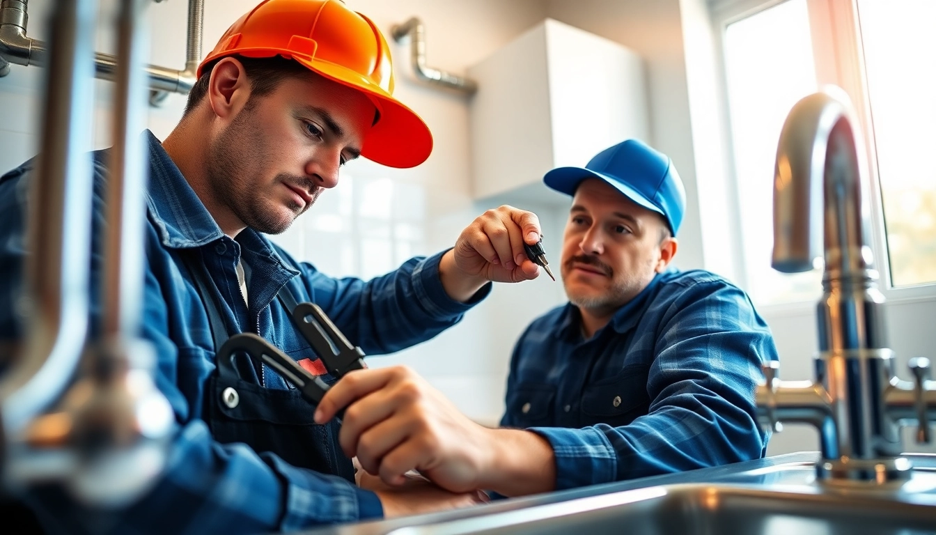 Fixing plumbing issues with Bizzy Bee Plumbing in a modern kitchen setting.