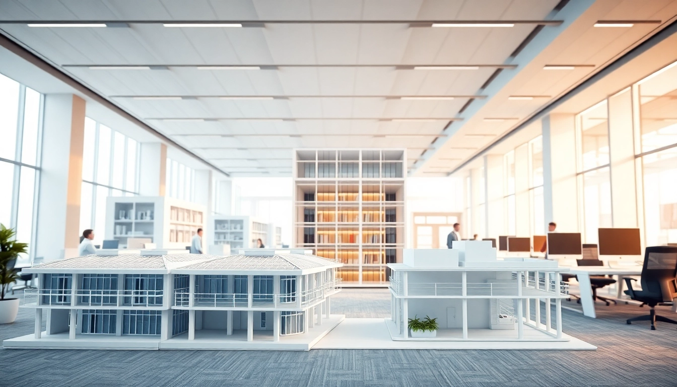 3D Visualisierung erstellen mit detaillierten Architekturmodellen in einem modernen Büro