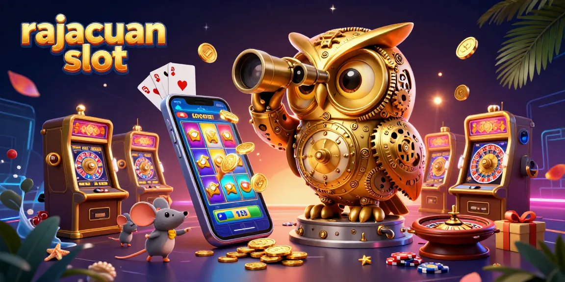 Rajacuan slot menampilkan burung hantu emas dengan elemen permainan slot yang dinamis dan menarik.