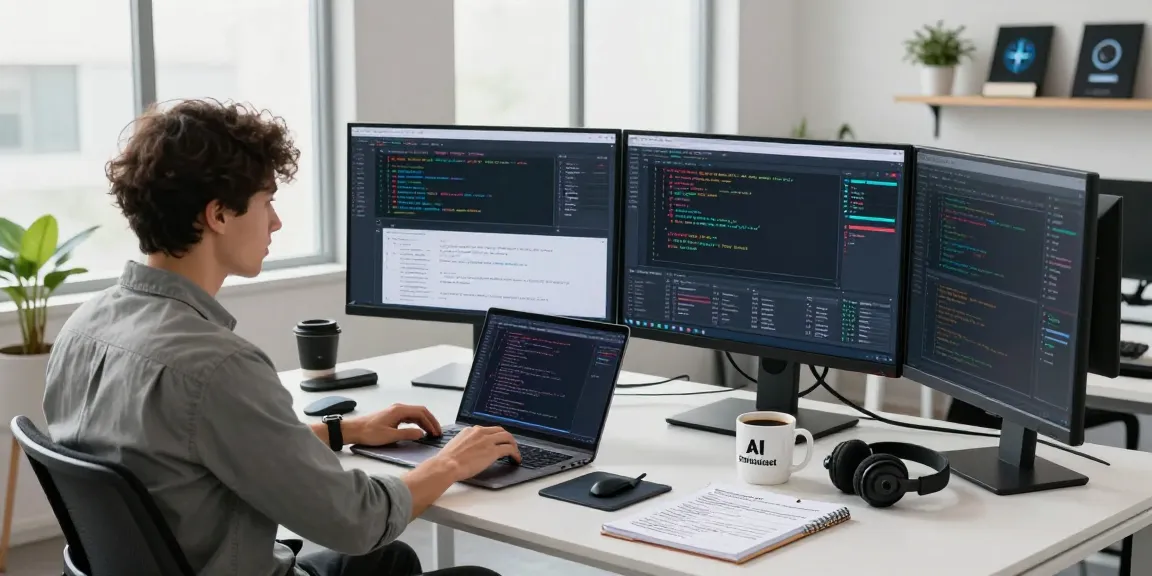AI image detector in action at a modern tech workspace, showcasing advanced content analysis.
