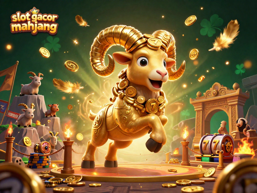Engage with the thrilling slot gacor mahjong atmosphere featuring a golden ram at a dynamic casino arena.