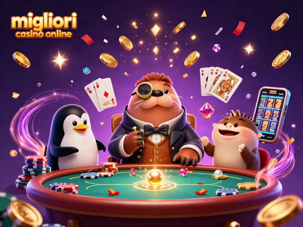 Vinci con i migliori casinò online giocando a poker con un tricheco stilizzato.