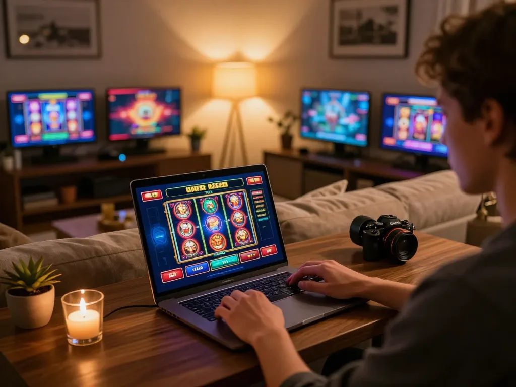 Engaging in online gaming on the laptop featuring the link pentaslot for exciting betting opportunities.