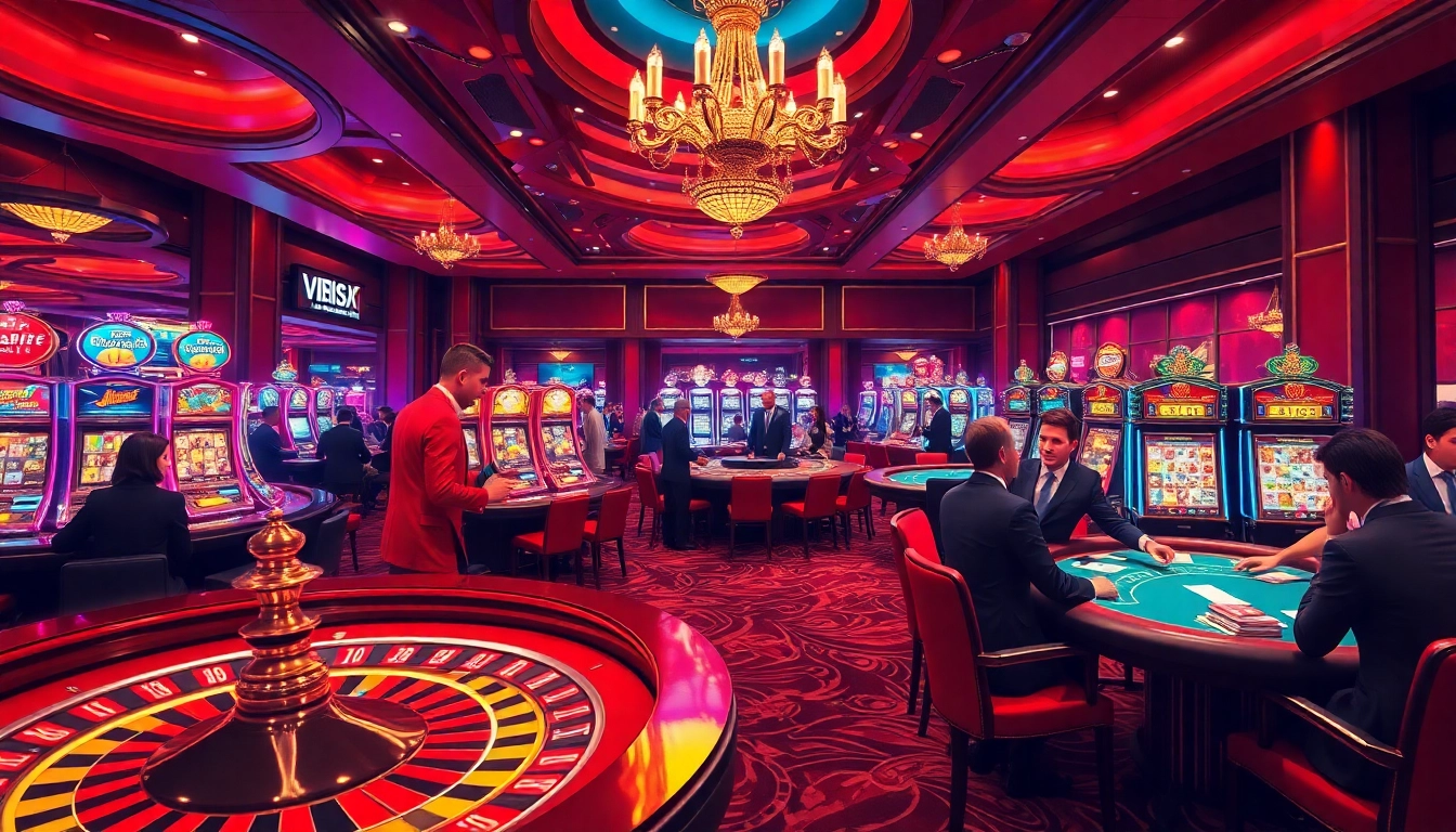 Engaging scene illustrating a casino floor with https://shbet.law/ options, showcasing thrilling gambling moments.