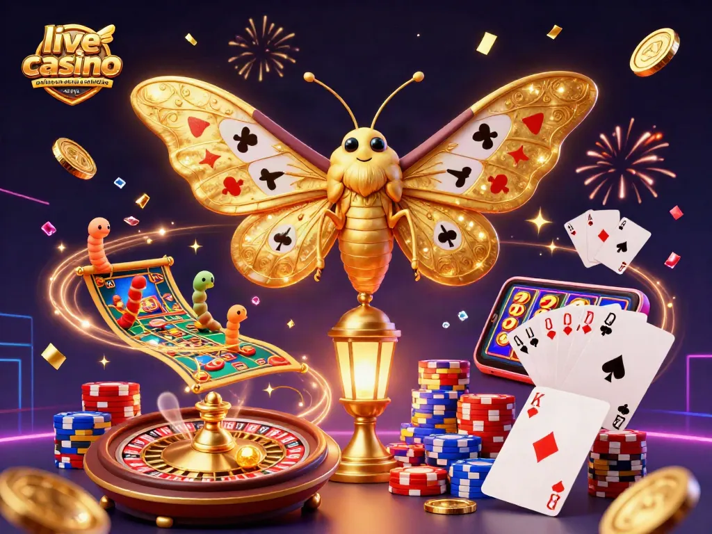 Engage with the live casino online malaysia website featuring a dynamic 3D scene of gaming excitement and vibrant visuals.