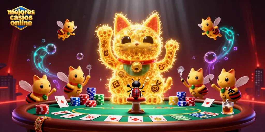 Disfruta de los mejores casinos online con esta ilustración 3D llena de detalles vibrantes.