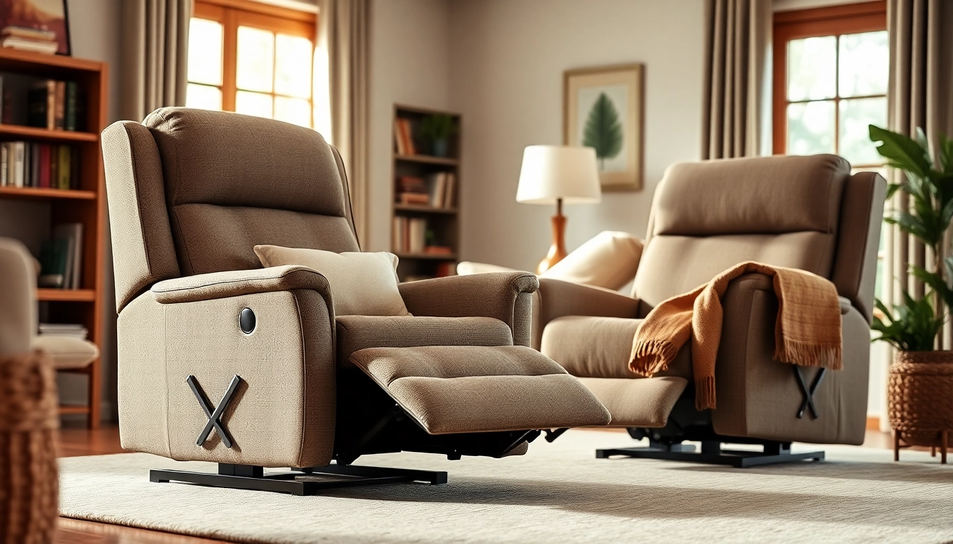 Comfortable lift chair recliners enhancing relaxation in a cozy home setting.