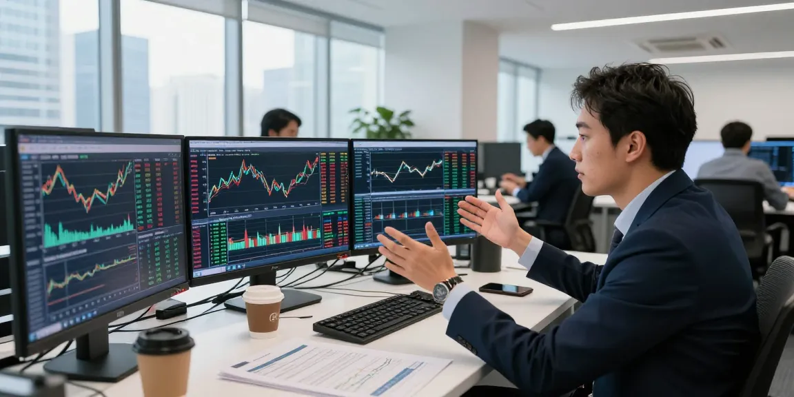 Live commodities price tracker in a financial office environment with traders analyzing data.