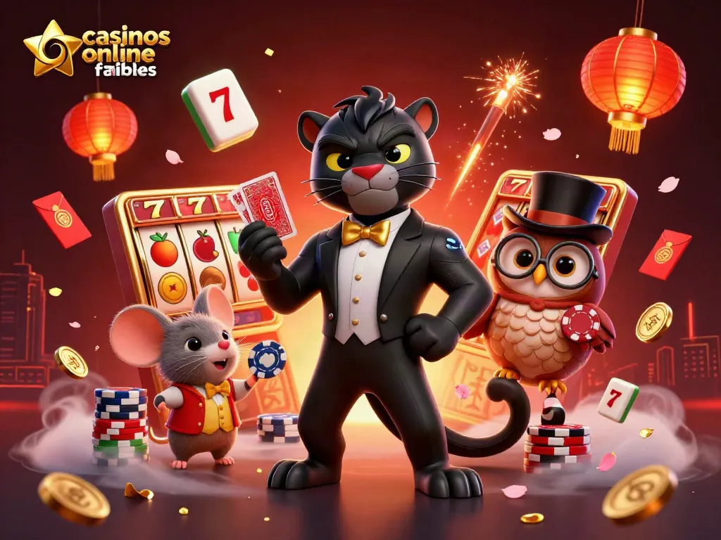 Ilustración 3D de un pantera elegante y un búho, destacando casinos online fiables y juegos de tragamonedas.