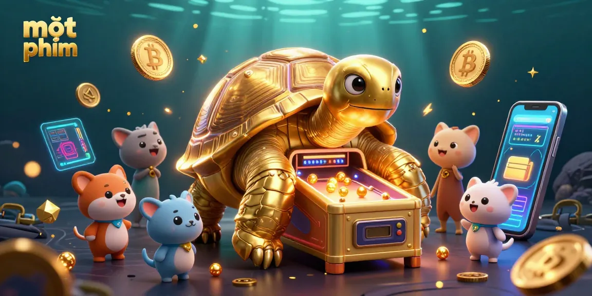 Play exciting games with mọt phim amidst glowing digital coins and vibrant casino elements.