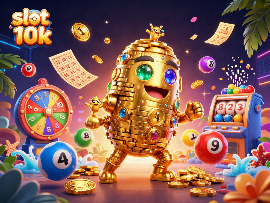 Engage with exciting slots featuring the golden golem in a vibrant scene celebrating slot deposit 10k