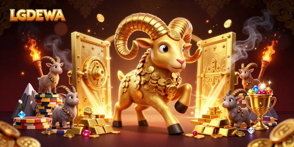 Experience the thrill of LGODEWA as the golden ram charges through a treasure-filled casino scene.