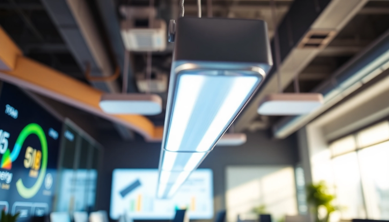 Led tl armatuur verlicht een moderne kantoorruimte met stijl en efficiëntie.