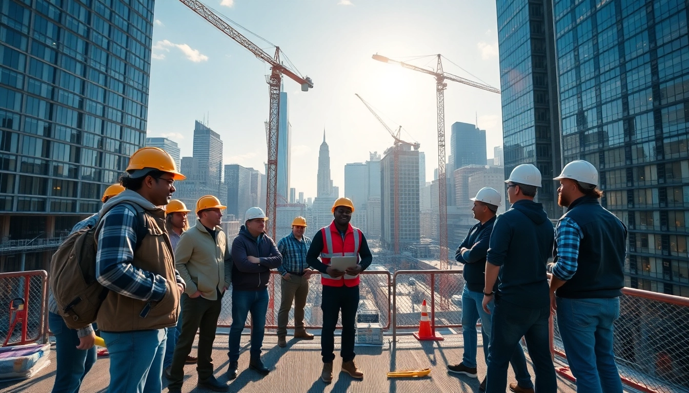 Project managed by a New York City Commercial General Contractor showcasing teamwork on a construction site.