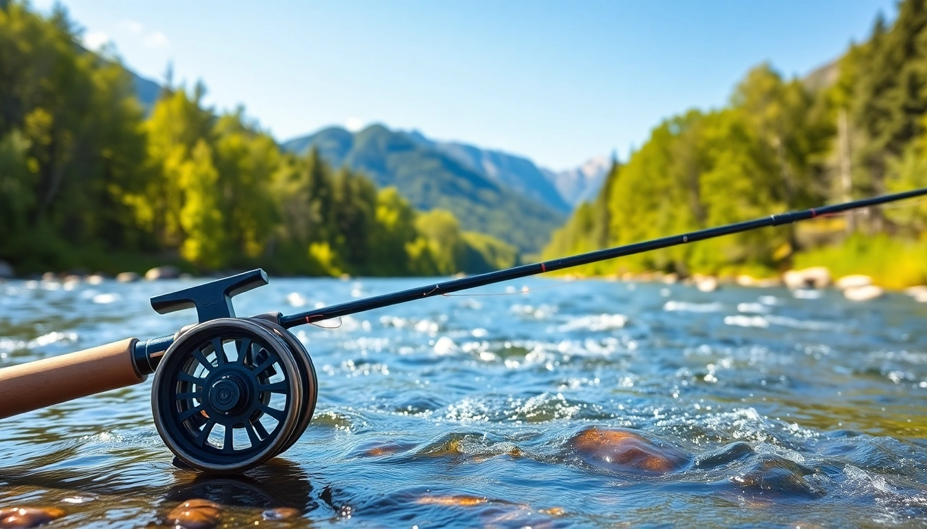 Catch a stunning fly fishing combo in a serene river setup surrounded by nature.