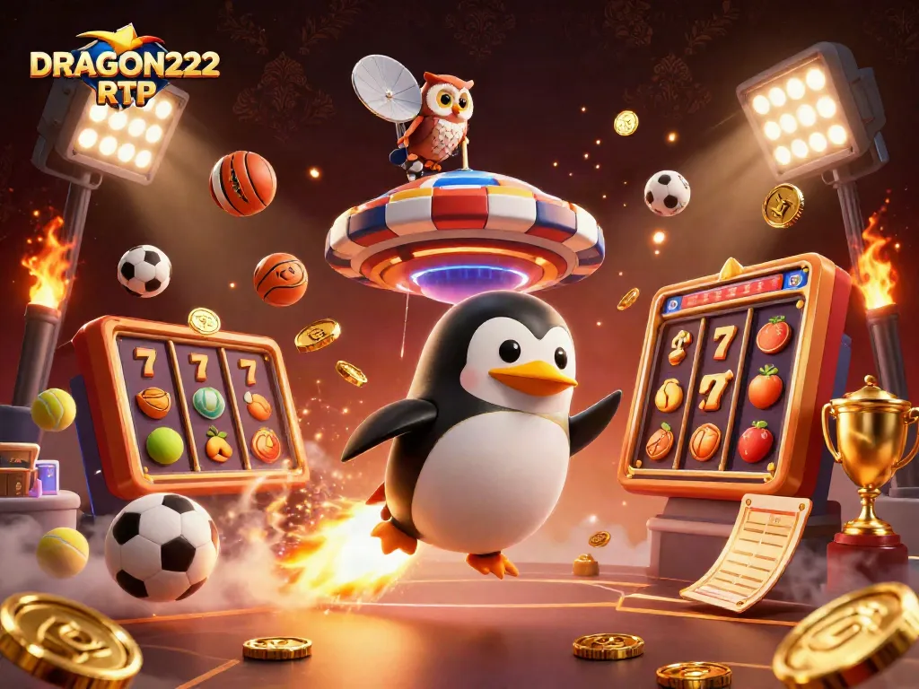 Engage with DRAGON222 RTP while exploring a vibrant online casino universe ruled by a golden penguin.