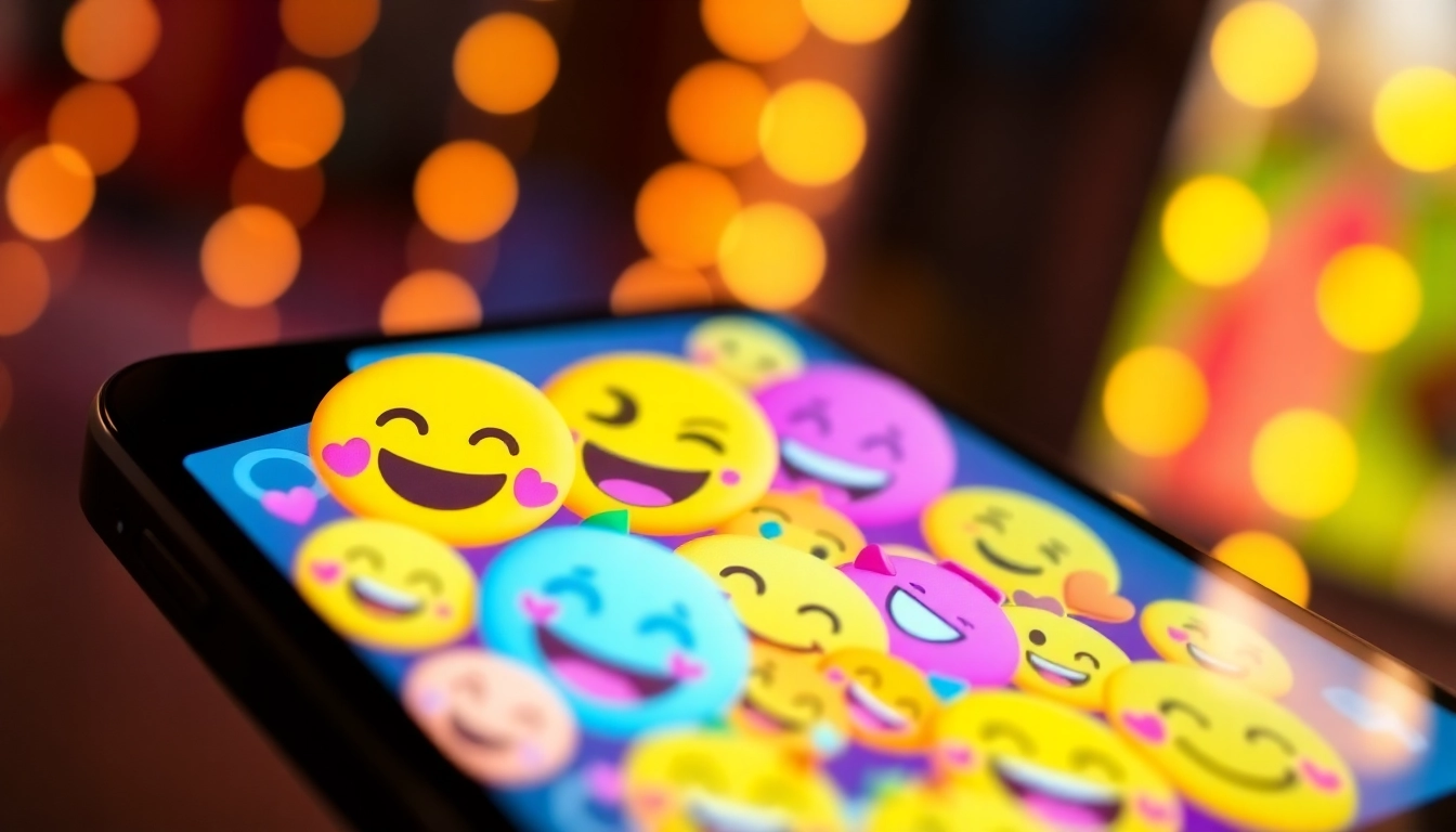 Interactive display of TikTok emojis showcasing vibrant designs and meanings for creative captions.