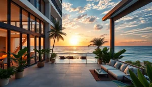 Beautiful condo for sale Pattaya overlooking the ocean during a serene sunset.