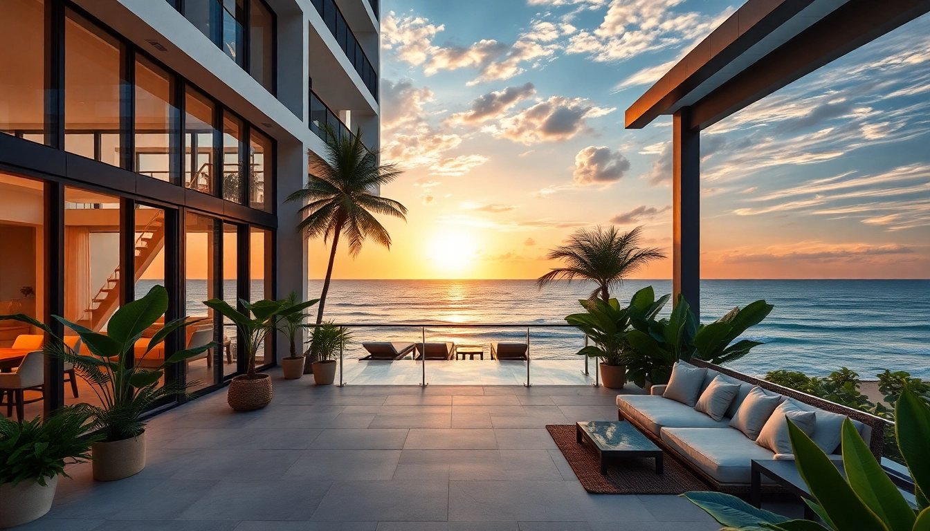 Beautiful condo for sale Pattaya overlooking the ocean during a serene sunset.