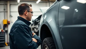 Kfz Sachverständiger Aachen bei der Inspektion eines Fahrzeugs mit präziser Fachkenntnis.