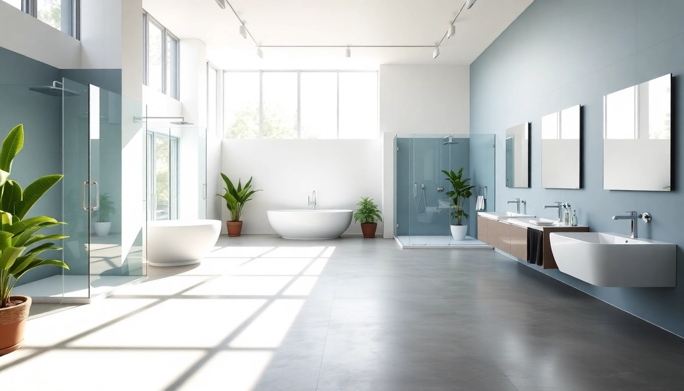 Innovative Produkte von sonni sanitär GmbH in modernem Badezimmer-Showroom präsentieren.