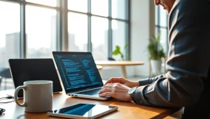 Providing expert wordpress services in a modern workspace with a developer engaged in coding.